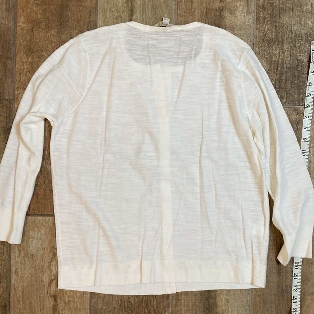 Loft, white lightweight button up three-quarter sleeve cardigan - Picture 3 of 4